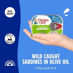 Sardines in Olive Oil, 3.75 Oz. Cans (Pack of 18), Wild Caught Canned Sardines..