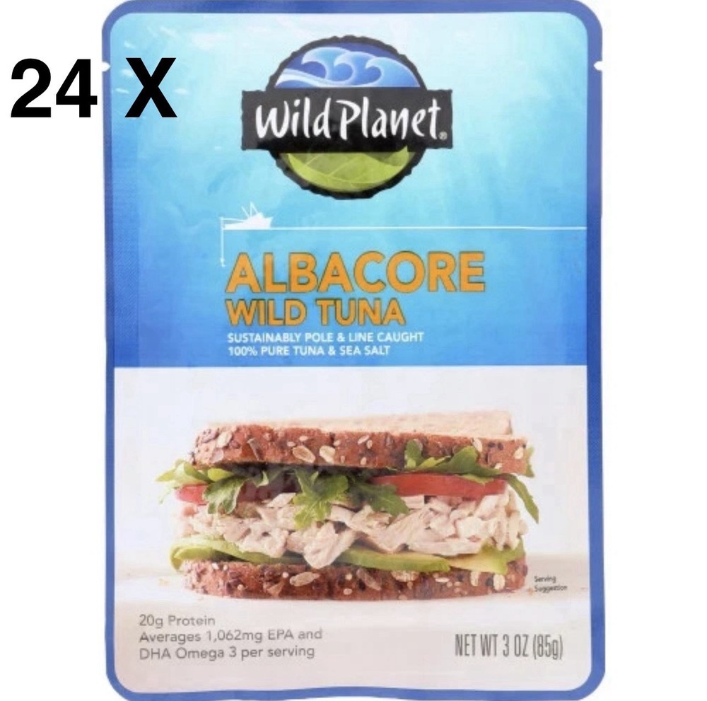 24X Wild Planet Albacore Tuna Wild Caught Tuna Pouch 3oz Do Not Drain Case Of 24