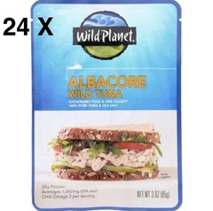 24X Wild Planet Albacore Tuna Wild Caught Tuna Pouch 3oz Do Not Drain Case Of 24