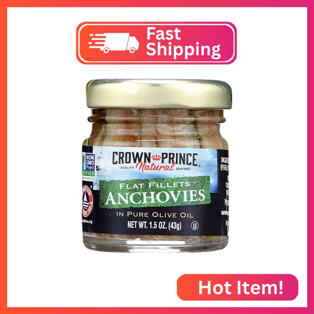 Crown Prince Flat Fillets of Anchovies in Olive Oil, 1.5 Oz