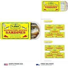 Flower Brand Spiced Sardines (Olive Oil) 4.38 oz, Wild-Caught from Morocco, H…
