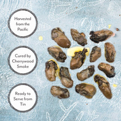 Petite Premium Smoked Oysters in Oil, Wild Caught, 3 Ounce Tin, Pack of 10