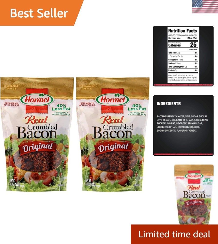 Real Bacon Crumble Topping Pack of 2, 8.6 Oz – Flavorful & Gluten-Free