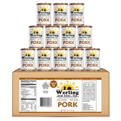 Werling & Sons Canned Pork 14.5 Oz – Fully Cooked Heat & Eat Pack of 12