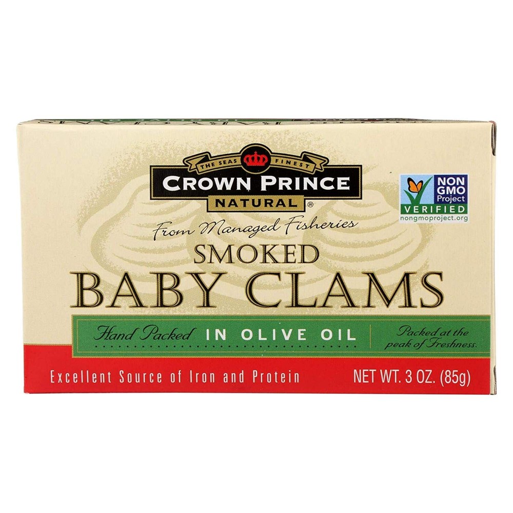 Crown Prince Clams Smoked in Olive Oil, 3 Ounce