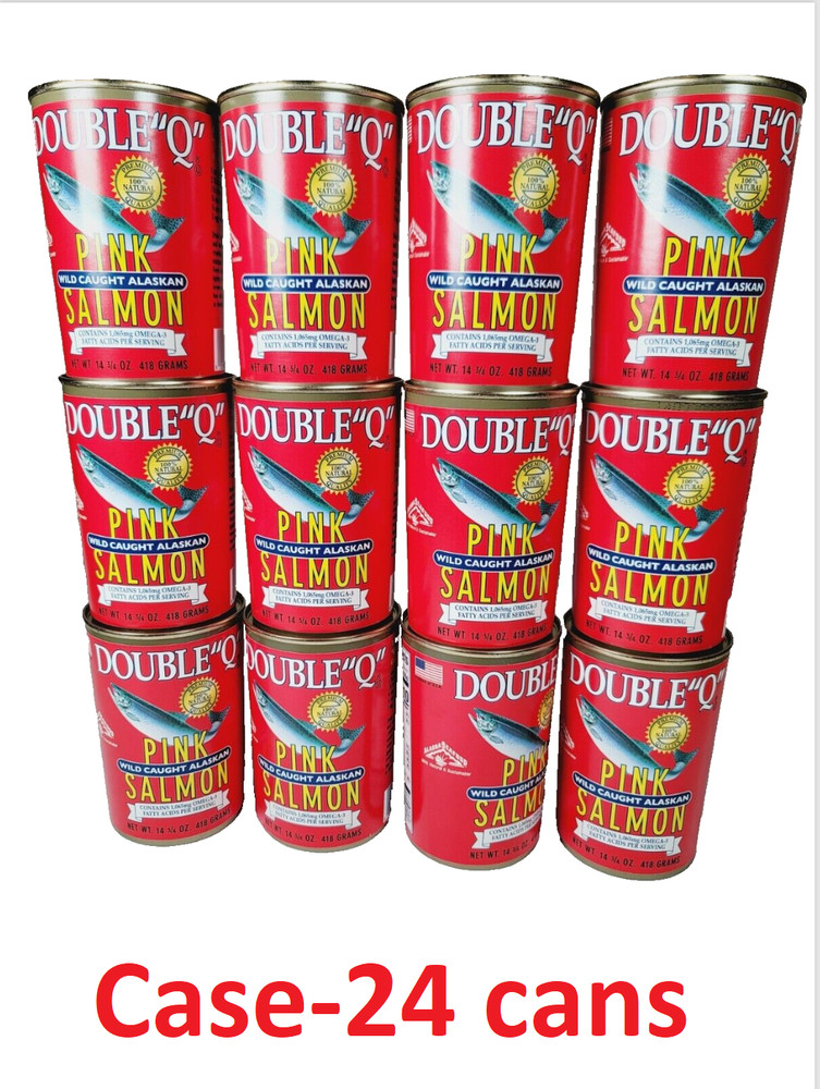 24 CANS Double “Q” Wild Caught Alaskan Pink Salmon 14.75 oz