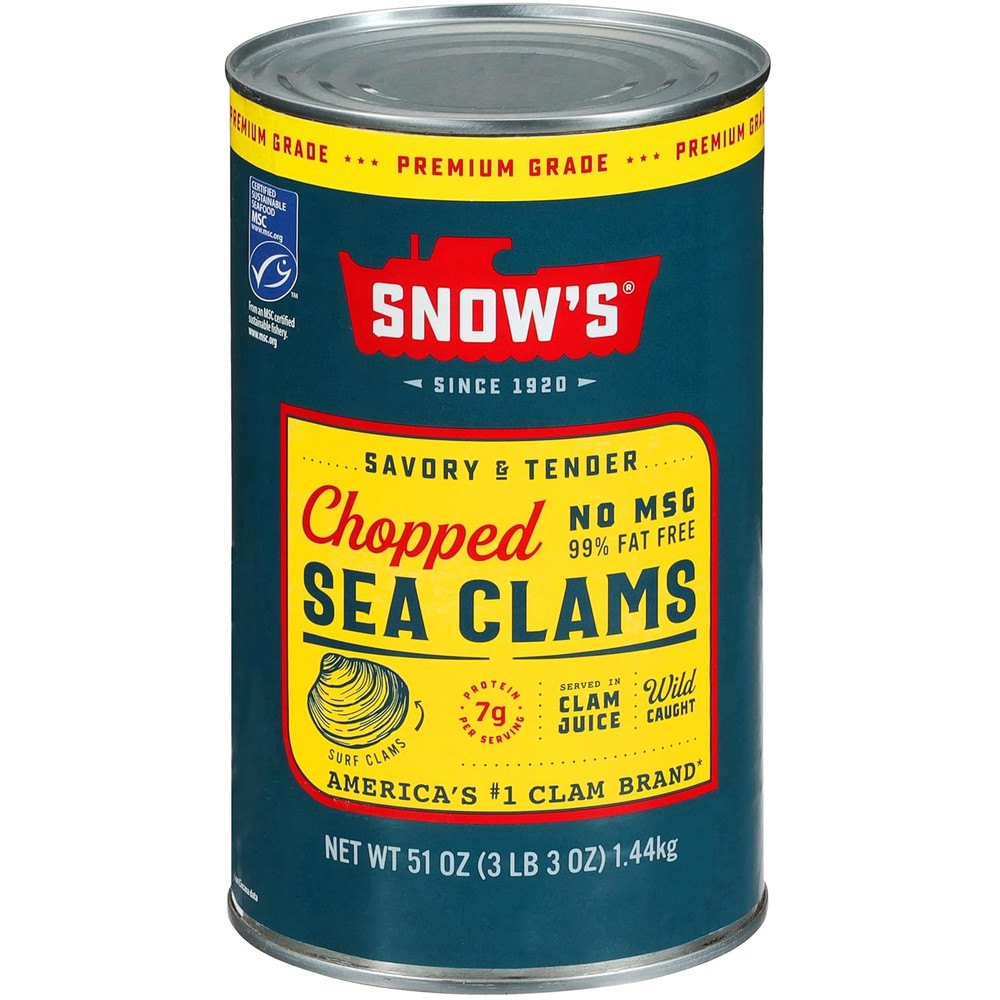 Chopped Sea Clams in Clam Juice, 51 Oz Can – Premium Grade Wild Caught Gourmet S