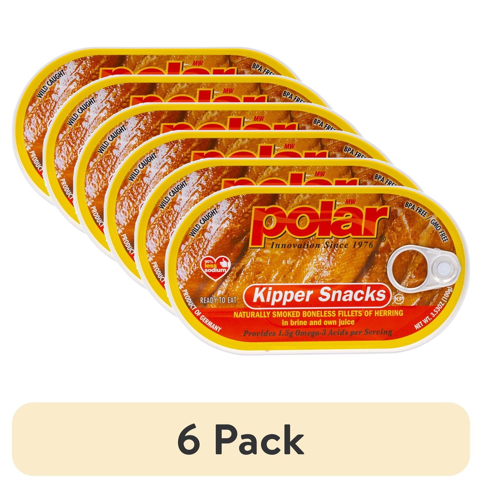 Best Seller (6 pack) Smoked Boneless Herring Pickled Fish Snacks, 3.53 oz Can