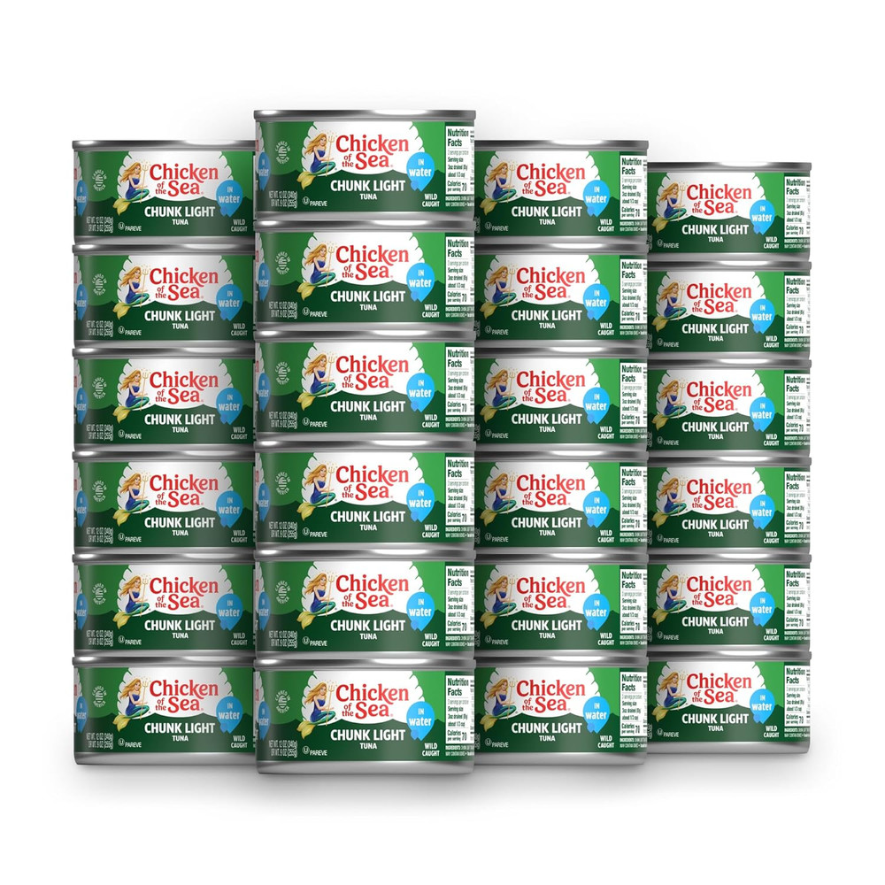 Chunk Light Tuna in Water, 12 Ounce Cans (Pack of 24), Wild Caught Canned Tuna