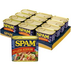 SPAM 25% Less Sodium Canned Meats, 12 oz Cans, 12 Pack 12 Ounce (Pack of 12)