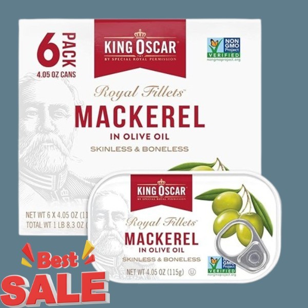 King Oscar Mackerel in Olive Oil, 4.05 Ounce Can Pack of 6 new