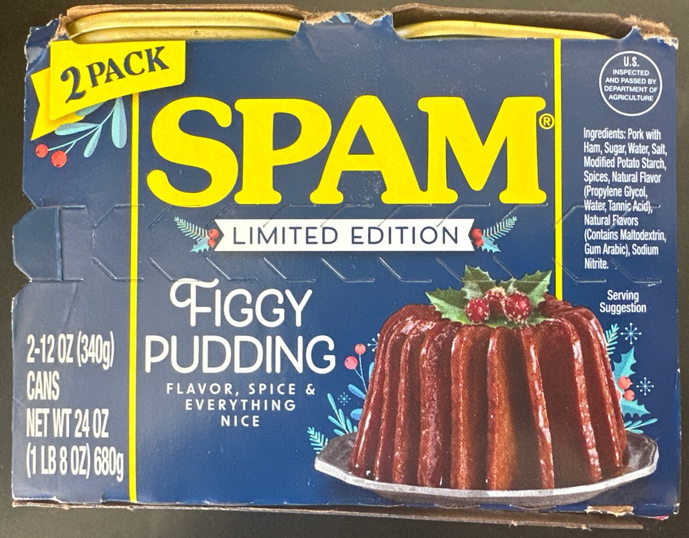 Spam Figgy Pudding 12 oz Limited Edition 2 Cans