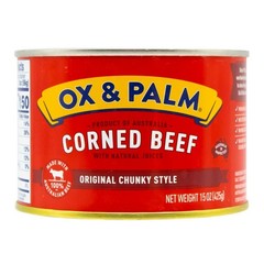Corned Beef Ox and Palm original Chunky Juicy Style 15oz (Pack of 24) Box New