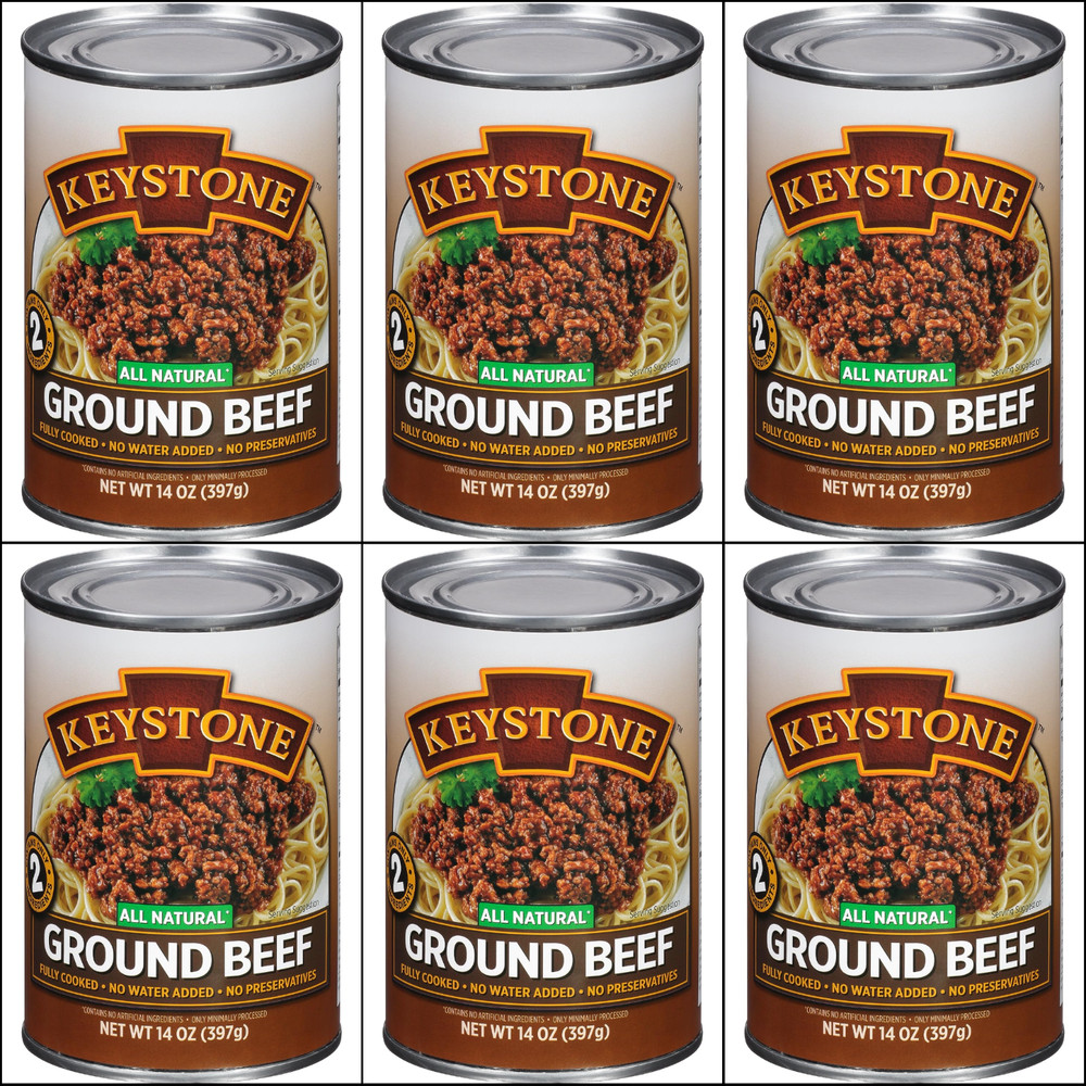6 Canned- Keystone Ground Beef 14 oz Off-grid Emergency Survival Food Exp 1/2029