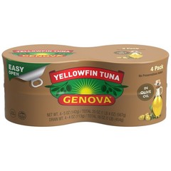 New Genova Premium Yellowfin Tuna in Olive Oil 4 – 5 oz cans – Best Price 1 day.