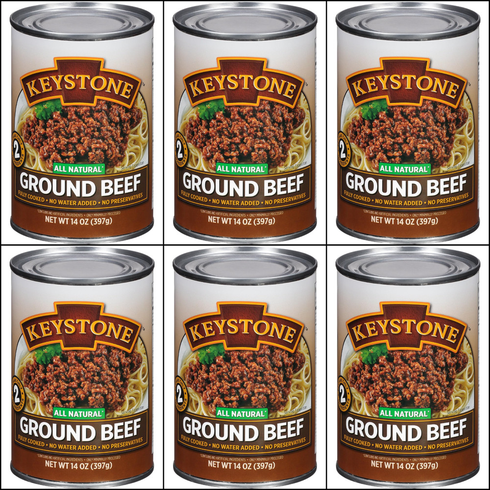 6 Canned Ground Beef 🇺🇸 USA Made Keystone Meat 14 Oz Ex 10/2029 Emergency Food