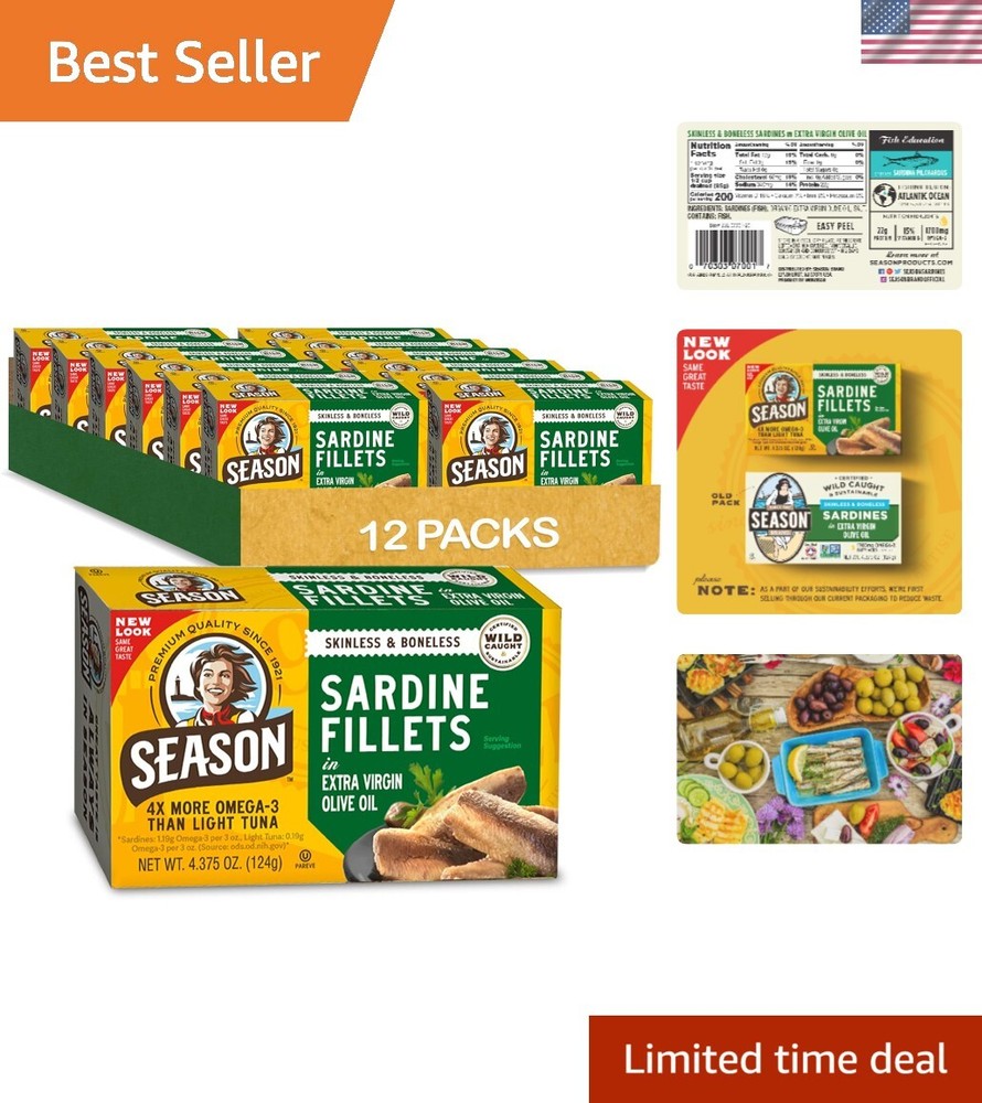 Wild Caught Sardines in Extra Virgin Olive Oil – Healthy Snacks, 22g Protein