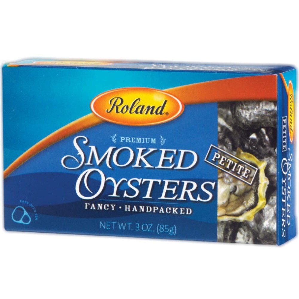 Roland Foods Premium Smoked Petite Oysters in Oil, Wild Caught, 3 Oz Tin 10-Tins