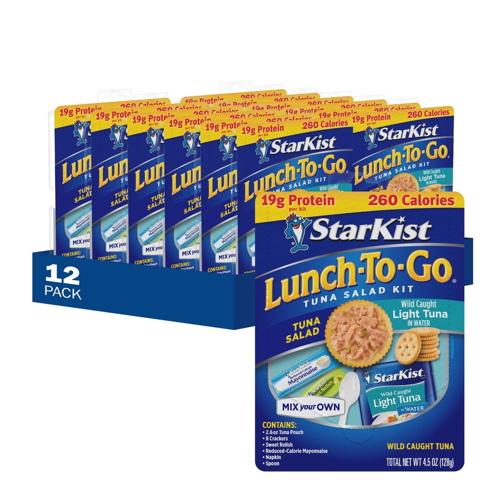 Lunch-To-Go Mix Your Own Tuna Salad, Chunk Light Tuna Pouch, 4.5 Ounce Kit, 1…