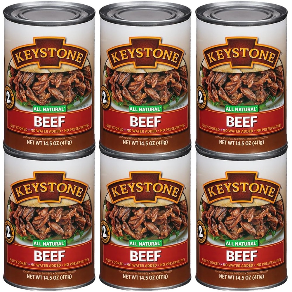 Keystone Meats All Natural Heat and Serve Canned Beef 14.5 oz – Fully Cooked …