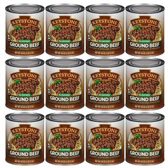 12 Can-Keystone Meats All Natural Ground Beef Fully Cooked 28oz No Preservatives