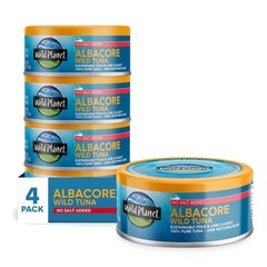 Albacore Tuna, No Salt, Canned, Pole & Line Caught, 5 oz, 4 Pack