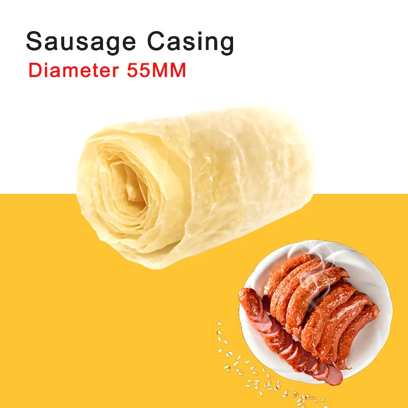 8M*85mm Sausage Casing Edible Collagen BBQ Smoked Meat Ham Maker Kitchen Tool