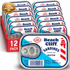 Sardines in Water 3.75 Oz Can (Pack of 12) Wild Caught Sardines 12G Protein per