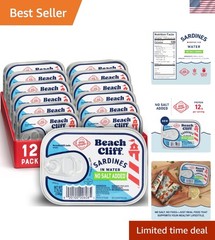 Convenient No Salt Added Canned Sardines – Ideal for Healthier Recipes, 12-Pack