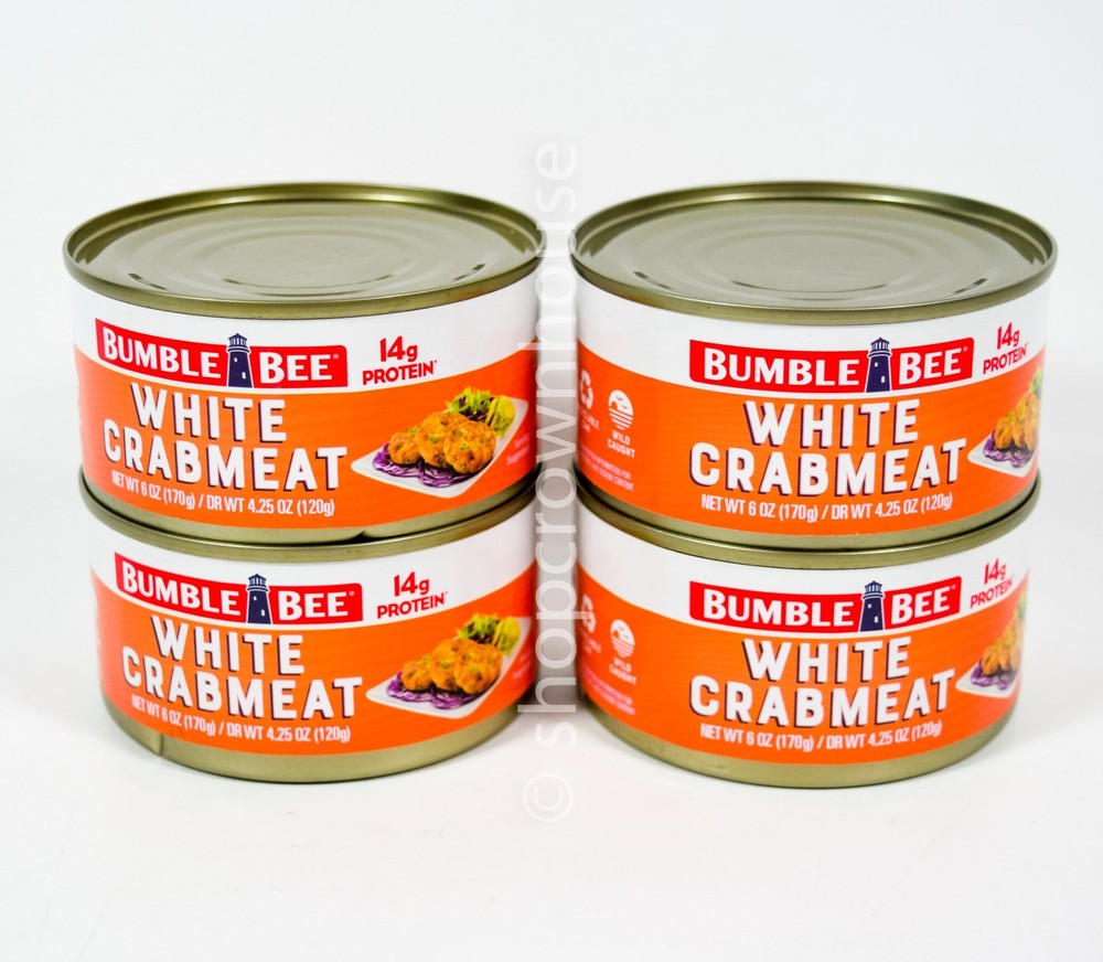 4 Bumble Bee Wild Caught Premium White Flake Crabmeat 6oz can 05/2028