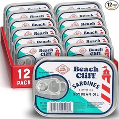 Beach Cliff Wild Caught Sardines in Soybean Oil, 3.75 oz Can (Pack of 12) – 1…