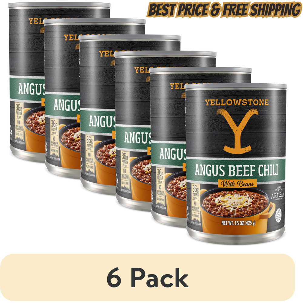 (6 Pack) Yellowstone Angus Beef Chili with Beans 15 Oz Can Gluten Free Delicious