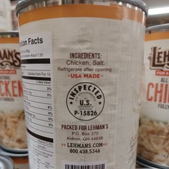 Lehman’s All Natural Canned Meat, USA Made, 14.5 oz, Case of 24, Chicken