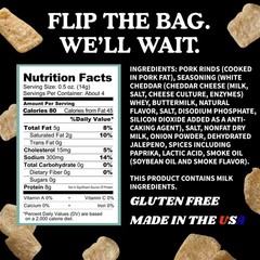 Smoky Jalapeño & Cheese Pork Rinds (Chicharrones) (4 PACK) Keto Snacks