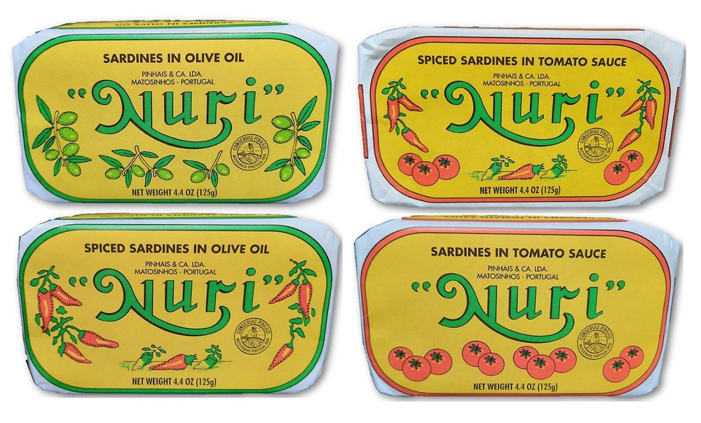 NURI Sardines Variety Pack – 4 Flavors in Olive Oil – 4 Pack Bundle