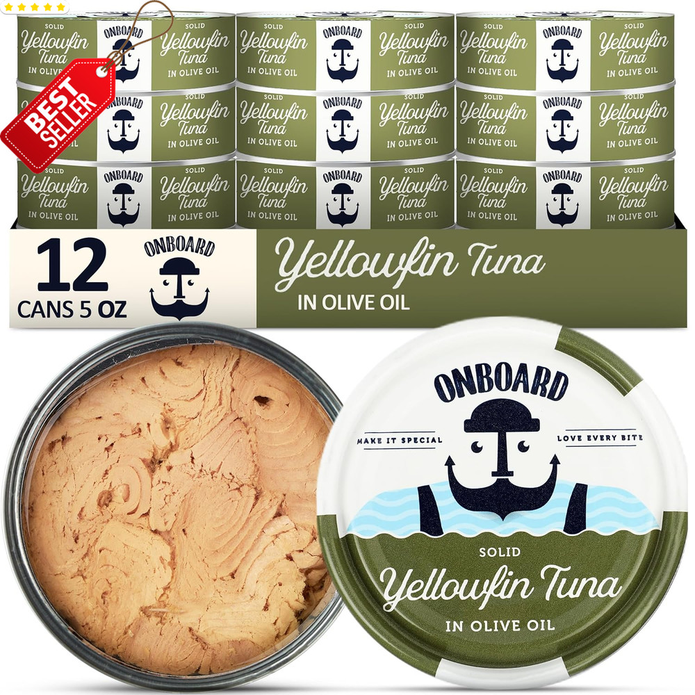 Premium Yellowfin Tuna Olive Oil 12 Pack 5oz Cans Wild Caught Protein – US