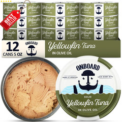 Premium Yellowfin Tuna Olive Oil 12 Pack 5oz Cans Wild Caught Protein – US