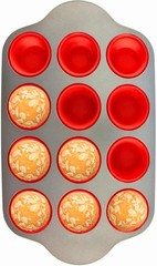 Non-Stick 12 Cup Silicone Muffin Pan With Steel Frame – BPA Free, Non-Toxic