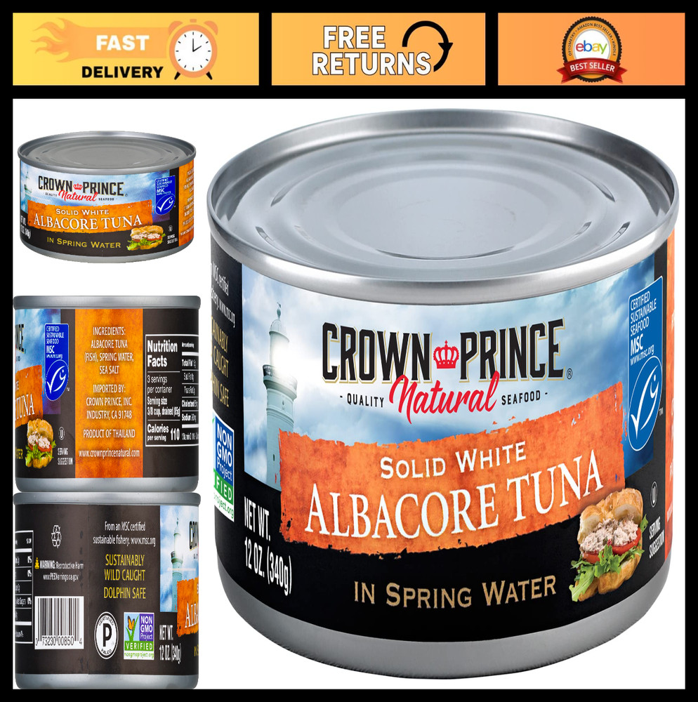 Natural Solid White Albacore Tuna in Spring Water – 12 Cans, High Protein, Low F