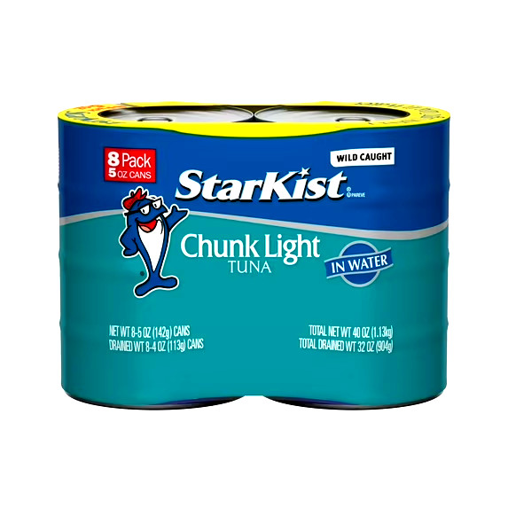 StarKist Chunk Light Tuna in Water, Wild Caught, 20g Protein, 5 oz, 8 Cans