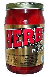 Patas De Cerdo En Escabeche De Herb’s, Envase De 16 Onzas Con Un Cuarto De Galon