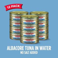 No Salt Added Chunk Albacore Tuna, 12 Pack, 30g Protein, Gluten Free, Keto Snack