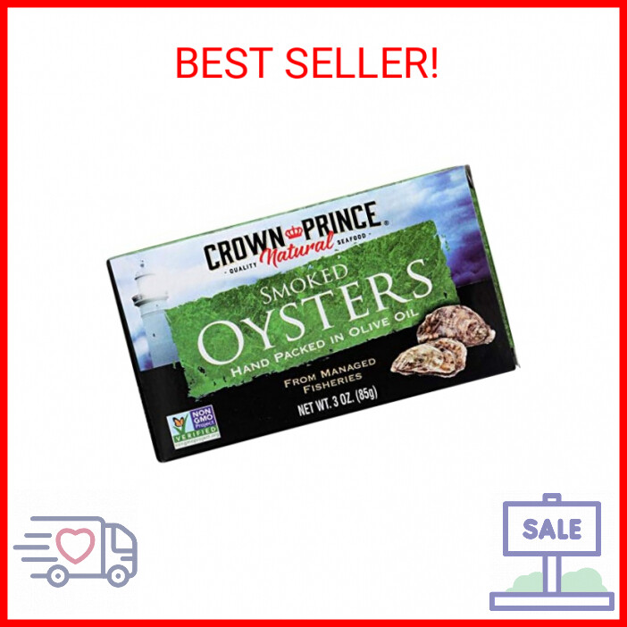 Crown Prince Natural Smoked Oysters in Pure Olive Oil, 3 Ounce