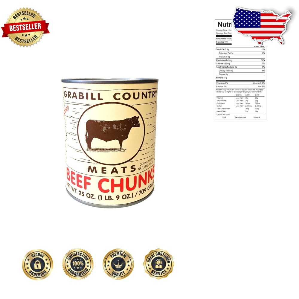 Canned Beef Chunks, 75oz Amish Indiana USA Long-Term Storage