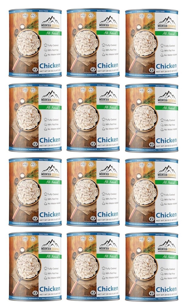 MOUNTAIN ESSENTIALS All Natural Fully Cooked Chicken 28oz, Food Pack of 12