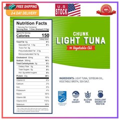 Bumble Bee Chunk Light Tuna In Oil 5oz Cans Pack of 24 Wild Caught Skipjack Tuna