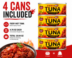 Dongwon Fiery Hot Tuna 4 Pack Korean Spicy Canned Tuna in Chili Sauce 4.76oz