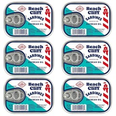 Beach Cliff Sardines Soybean Oil 3.75oz Pack 6