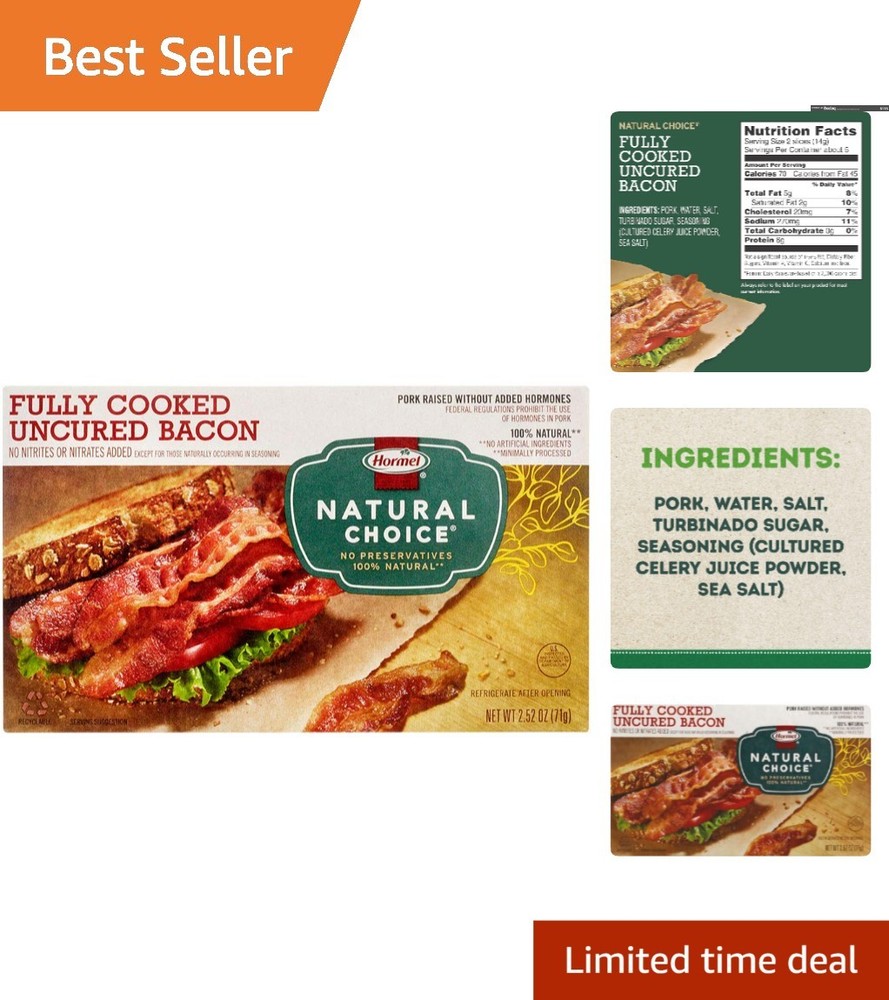 HORMEL Gluten-Free Fully-Cooked Bacon, Turkey, 2.5oz Pack – Ready to Eat