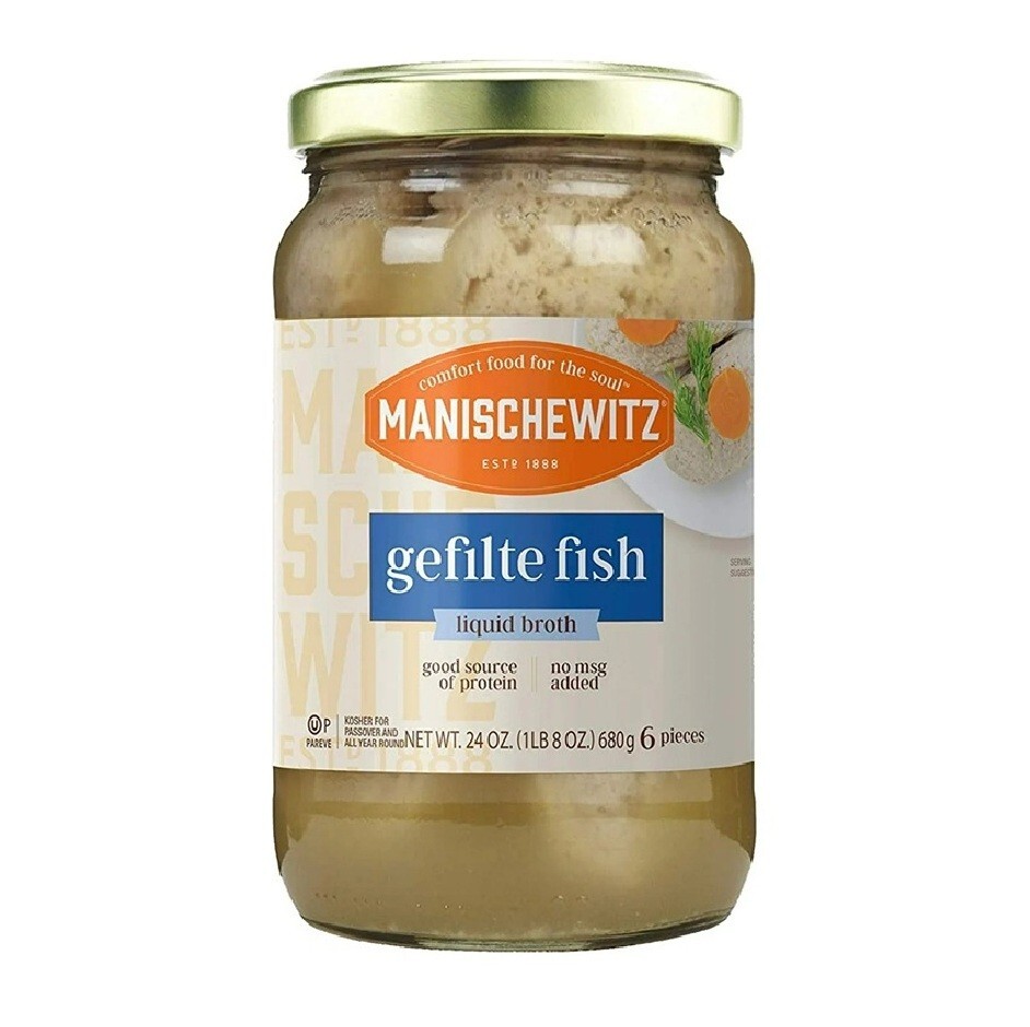 Manischewitz Gefilte Fish in LIQUID Broth (Non-Jelled) 24 Oz. (1 Jar)